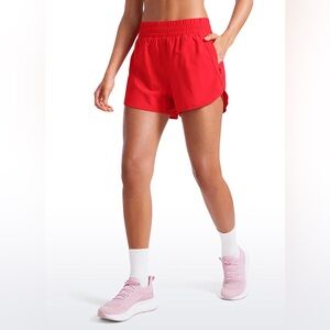 CRZ YOGA Women's Athletic Running Shorts in Red
